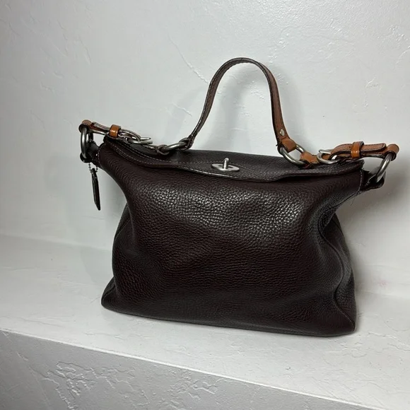 Coach Chelsea brown leather turn lock entry shoulder bag - Picture 2 of 15